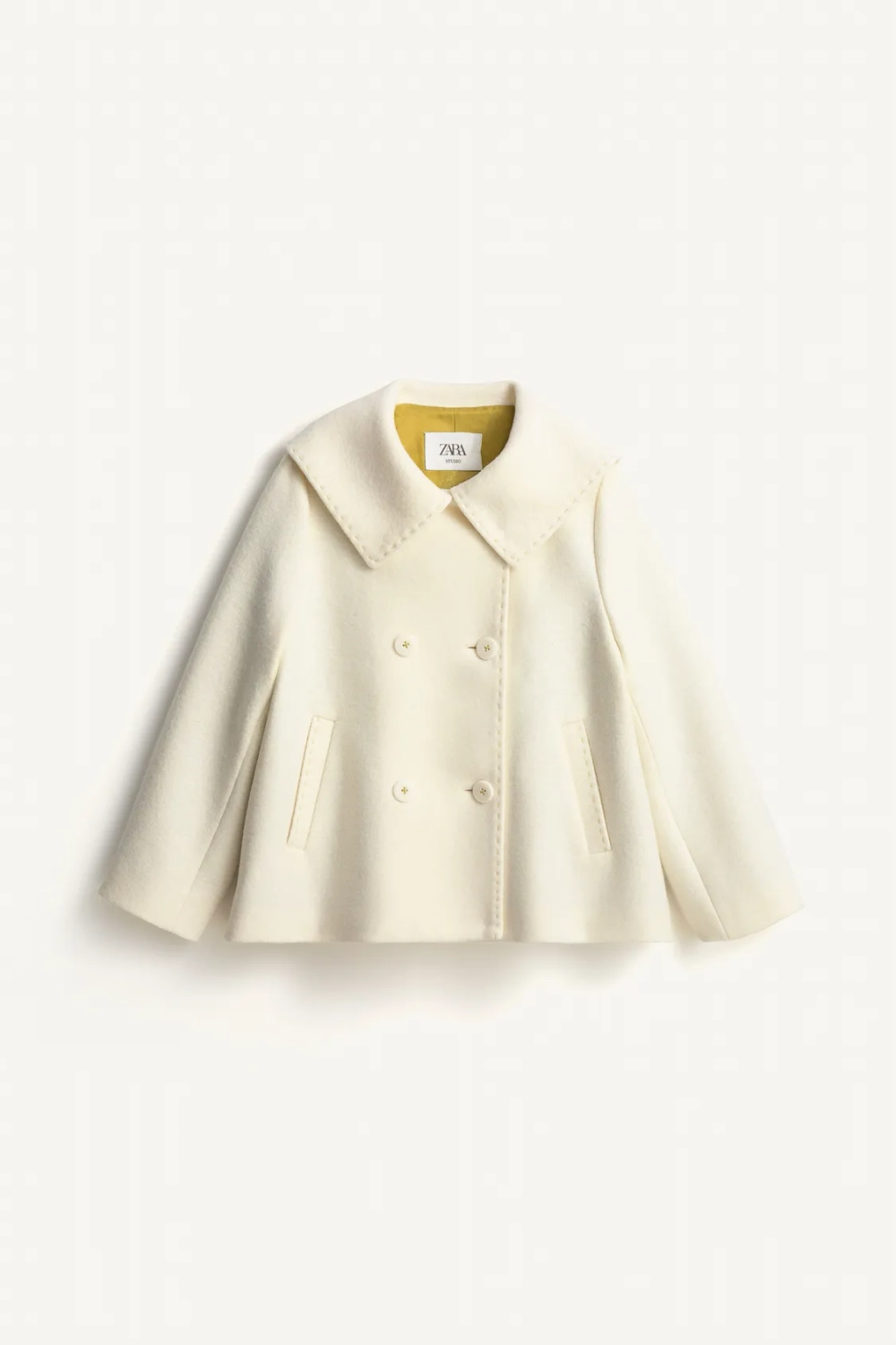 ZARA КОРОТКОЕ ПАЛЬТО - LIMITED EDITION, БЕЛЫЙ