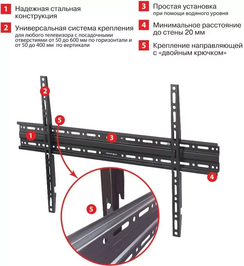 Кронштейн для ТВ ARM Media PLASMA-1 new Vesa до 600x600 32-90' max 55кг