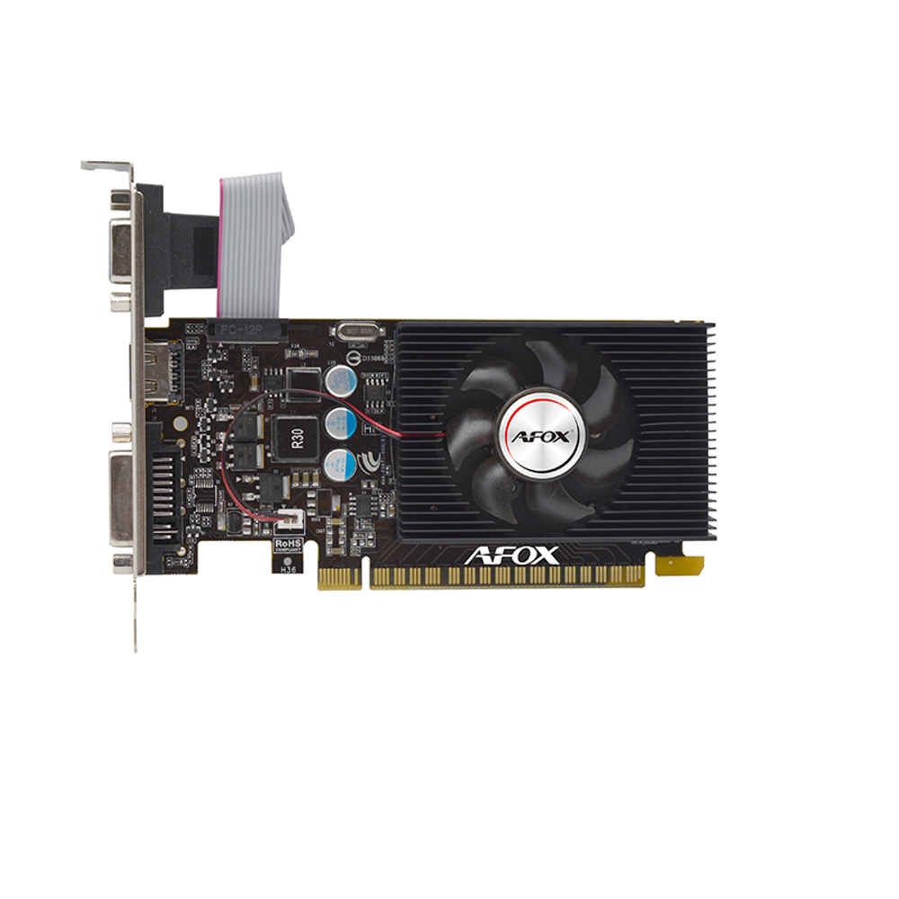 Видеокарта AFOX NVIDIA GeForce GT730, 1Гб GDDR3, 128 бит, LP, Retail, PCIe2.0, 1xFAN, 1-SLOT, 25Вт, VGA, HDMI, DVI (AF730-1024D3L7-V1)