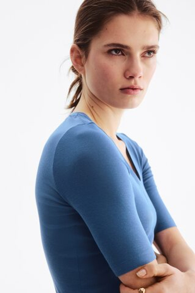 Топ из хлопка пима с глубоким вырезом - H&M