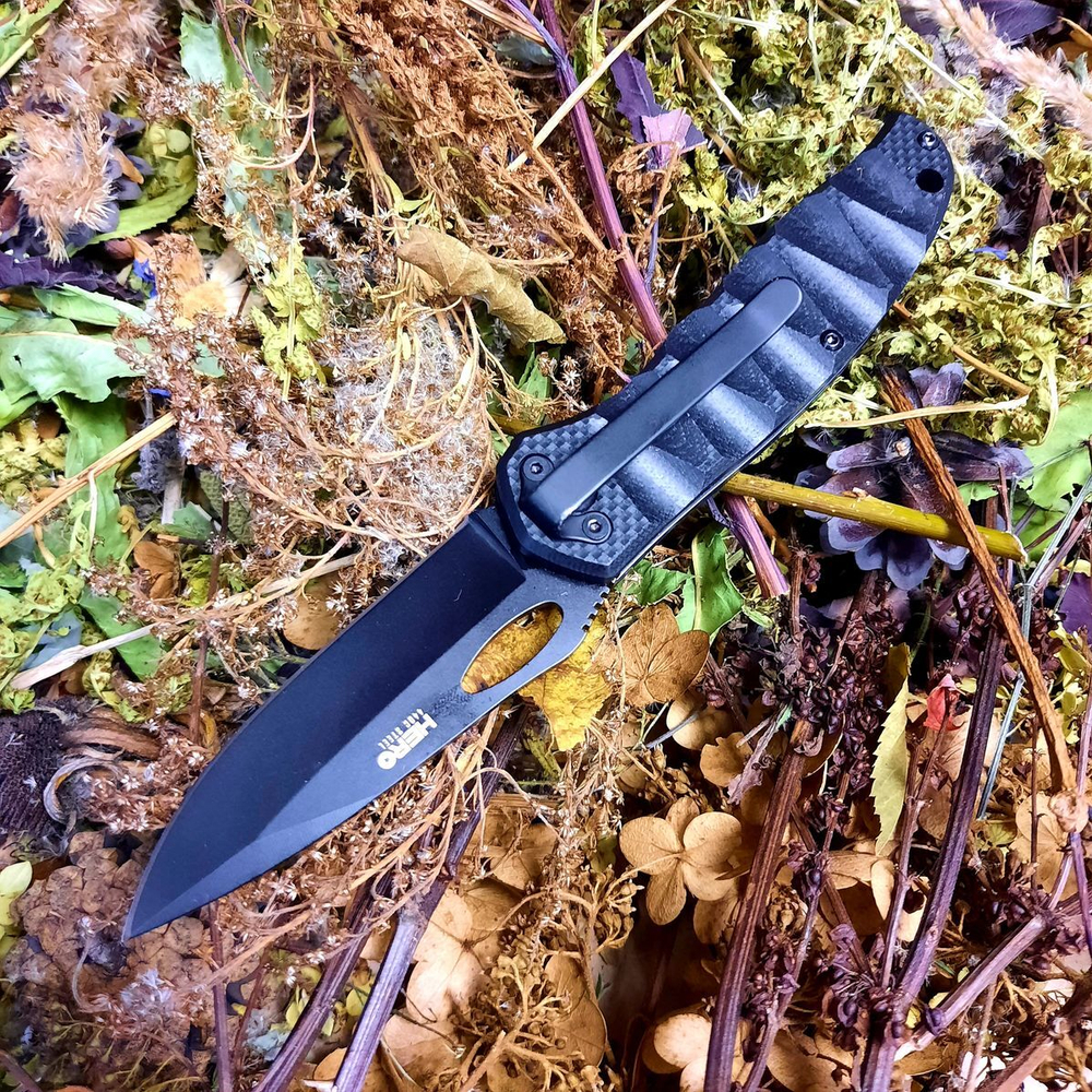 Складной нож Hero 440C Black Titanium, Kizlyar Supreme, 4650065055017