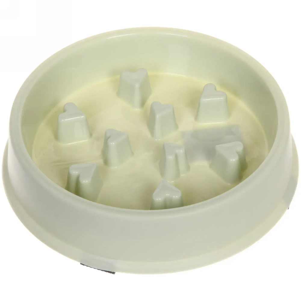 Миска пластиковая для медленного кормления «Колор-Сердечки» 19,5*18*4,3см цвет нежно-зеленый