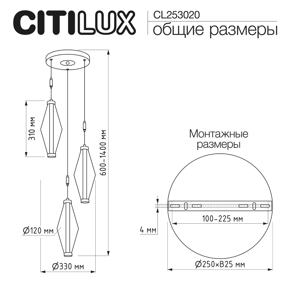 Подвесной светодиодный светильник Citilux TANNA CL253020