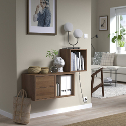 IKEA EKET  (ИКЕА ЕКЕТ)  -  Комбинация навесных шкафчиков с ящиком - орех 105x35x70 см