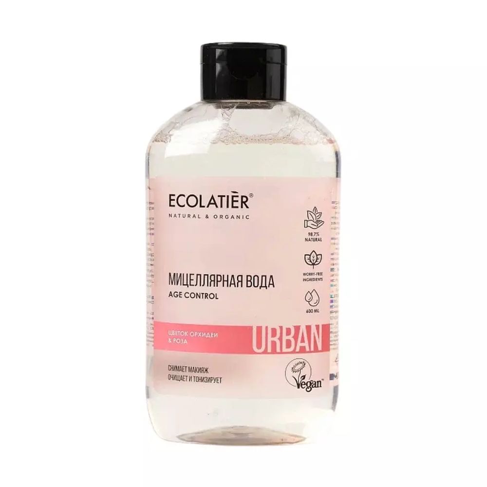 Мицеллярная вода для снятия макияжа Цветок Орхидеи и Роза 600 мл (ECOLATIER)