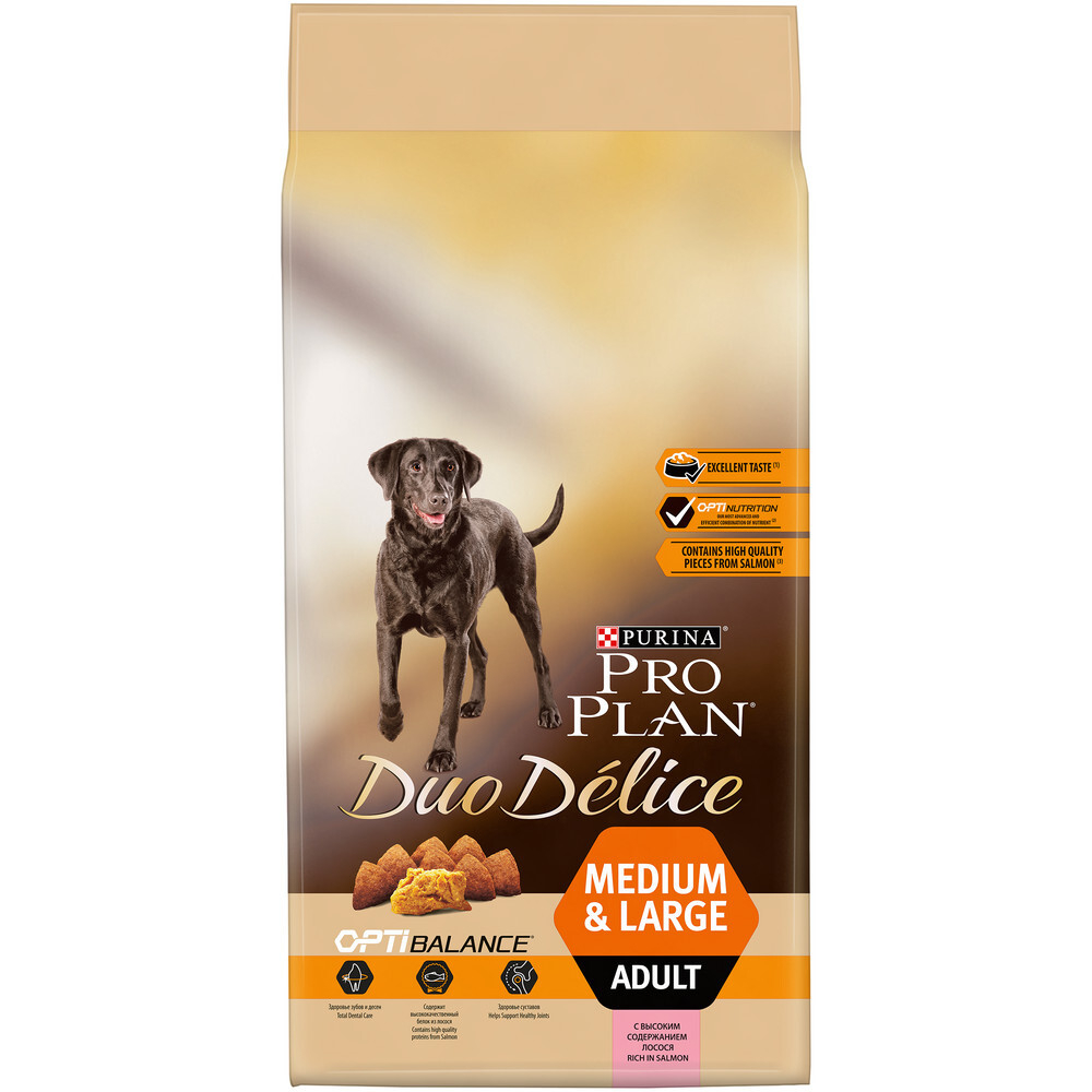 Сухой корм PRO PLAN DUO DELICE для взрослых собак средних и крупных пород с чувствительной кожей лосось 10 кг