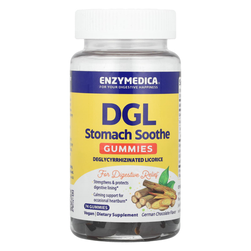 Enzymedica, DGL Stomach Soothe Gummies, немецкий шоколад, 74 жевательные мармеладки (200 мг в каждой жевательной таблетке)