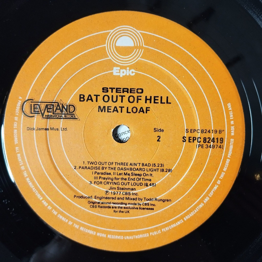 Винтажная виниловая пластинка LP Meat Loaf Bat Out Of Hell (UK 1977)