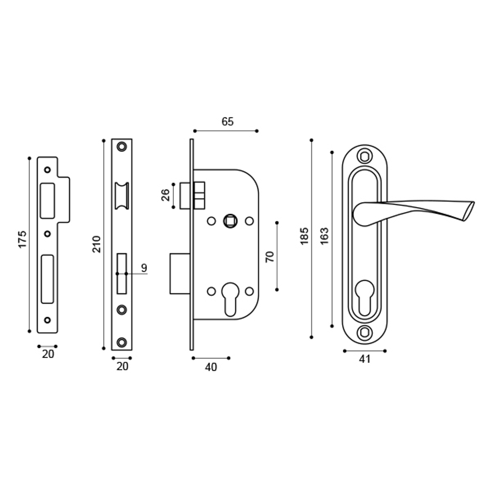Замок цилиндровый в комплекте с ручкой LOCKSET16.CRONA.4070-1 (KIT P16 4070 CRONA) SN мат.никель