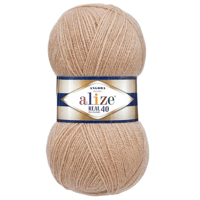 Пряжа Alize (Ализе) Angora Real 40 / уп.5 мот. по 100 г, 430м, 005 бежевый A