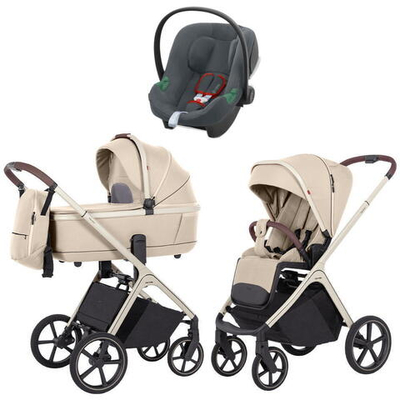 Коляска Carrello Vector CRL-6550 и автокресло Cybex Aton B2 Steel Grey 3 в 1 Seashell Beige