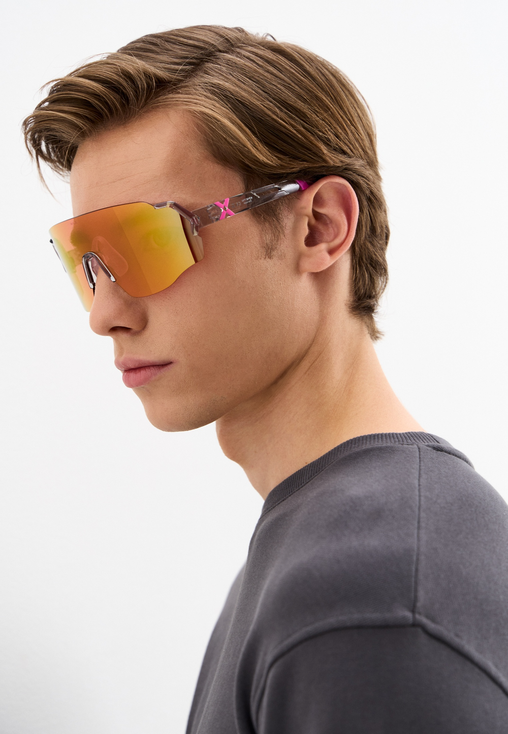 Спортивные очки с диоптриями HILX Savage (L) Shiny Crystal Grey Pink / Pink Lens