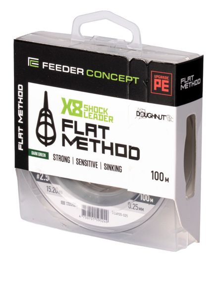 Шок-лидер плетёный Feeder Concept Flat Method х8 SHOCK LEADER Dark Green 100/025