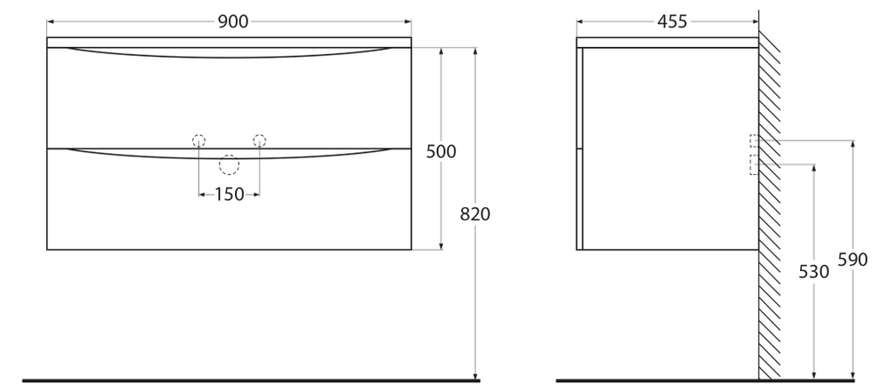 Мебель для ванной комнаты подвесная BelBagno ACQUA-900-2C-SO-BL 90см Bianco Lucido