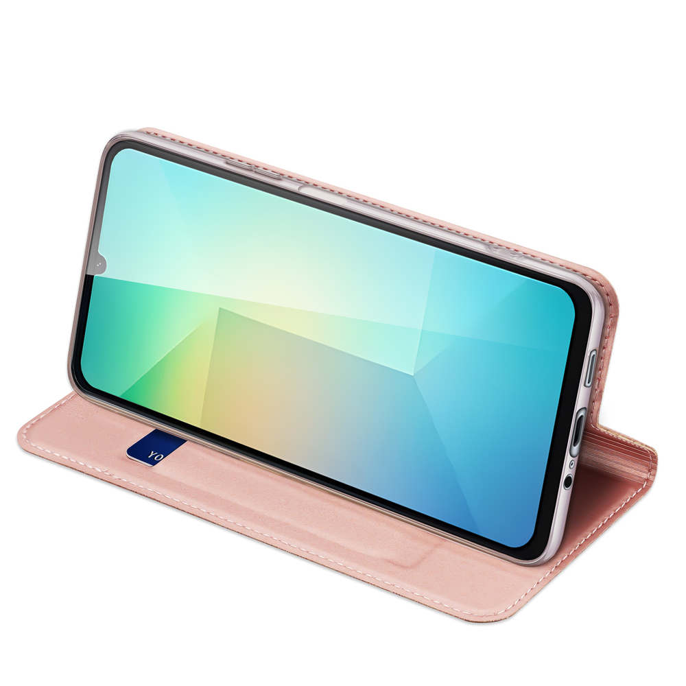 Чехол книжка из PU кожи розового цвета от Dux Ducis для Samsung Galaxy A07 4G, серия Skin Pro Series Case