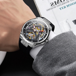 STARKING Limited Collaboration Spece X Trendy Automatic Mechanical Movement Silicone Strap Watch Men"s Watches