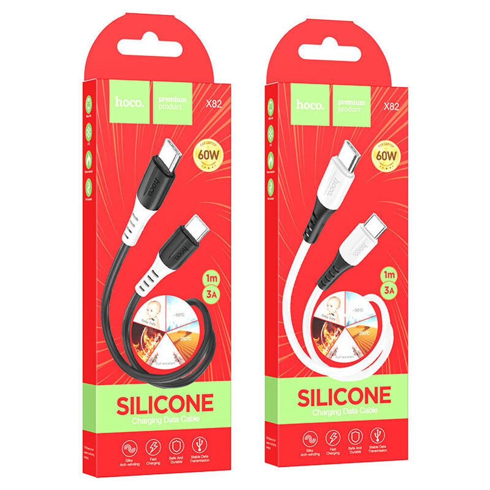 Кабель HOCO X82 Type-C-Type-C 60W 3A 1м Silicone White