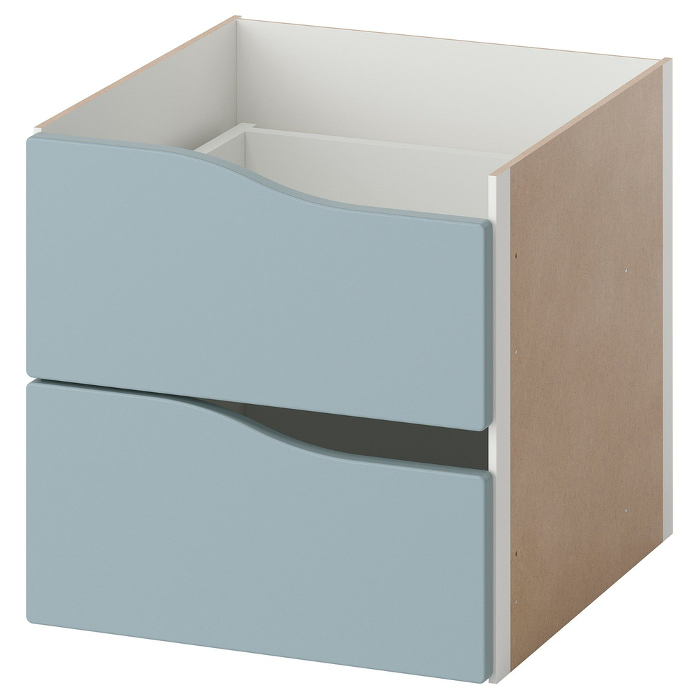 IKEA KALLAX  (ИКЕА КАЛЛАКС)  -  Вставка с 2 ящиками - волна/светлый серо-синий 33х33 см