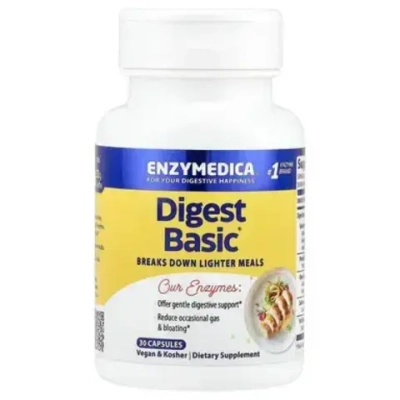 Enzymedica, Digest Basic, 30 caps| Digest Basic asosiy fermentlar formulasi, 30 kapsula