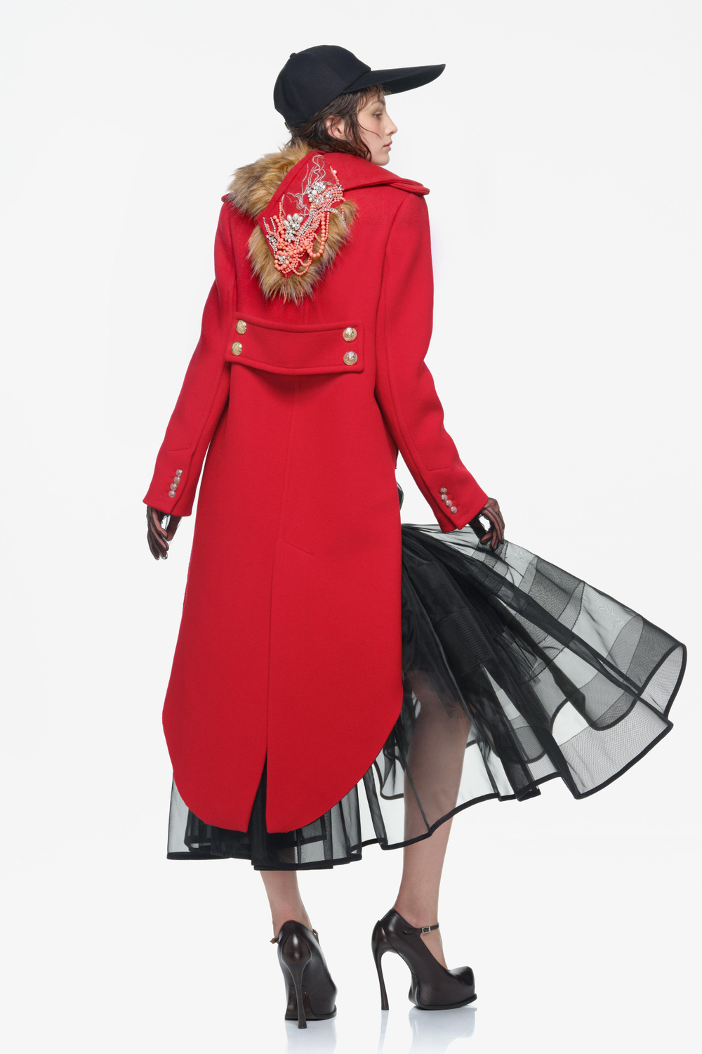 ZARA X JOHN GALLIANO АСИММЕТРИЧНОЕ ШЕРСТЯНОЕ ПАЛЬТО LIMITED EDITION, КРАСНЫЙ