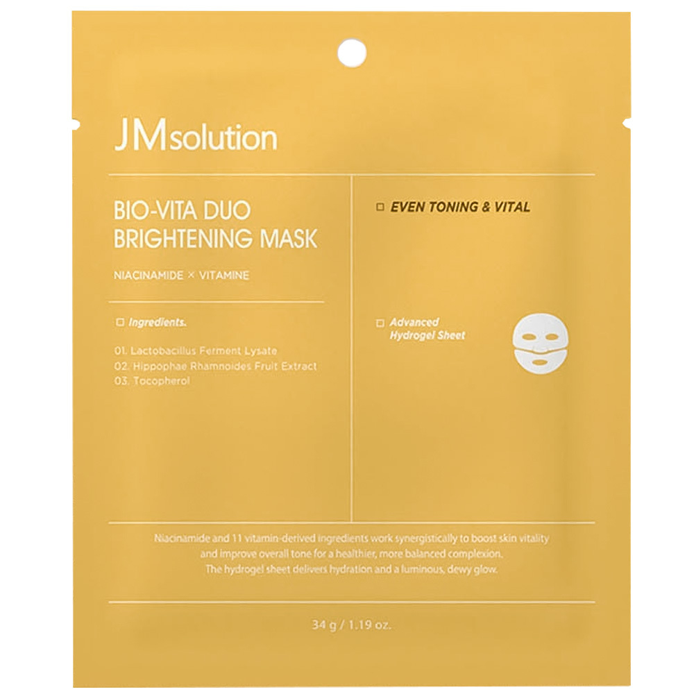 JMSolution Mask Bio-Vita Duo Brightening Маска для лица гидрогелевая био с высоким содержанием витаминов осветляющая, 34 гр