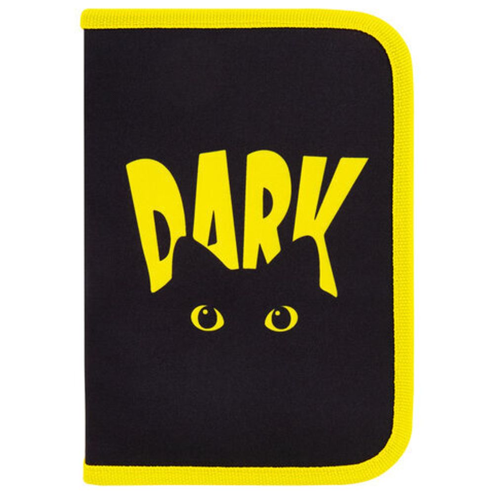 Пенал BRAUBERG с наполнением, 1 отделение, 1 откидная планка, 24 предмета, 21х14 см, "Dark cat", 272351