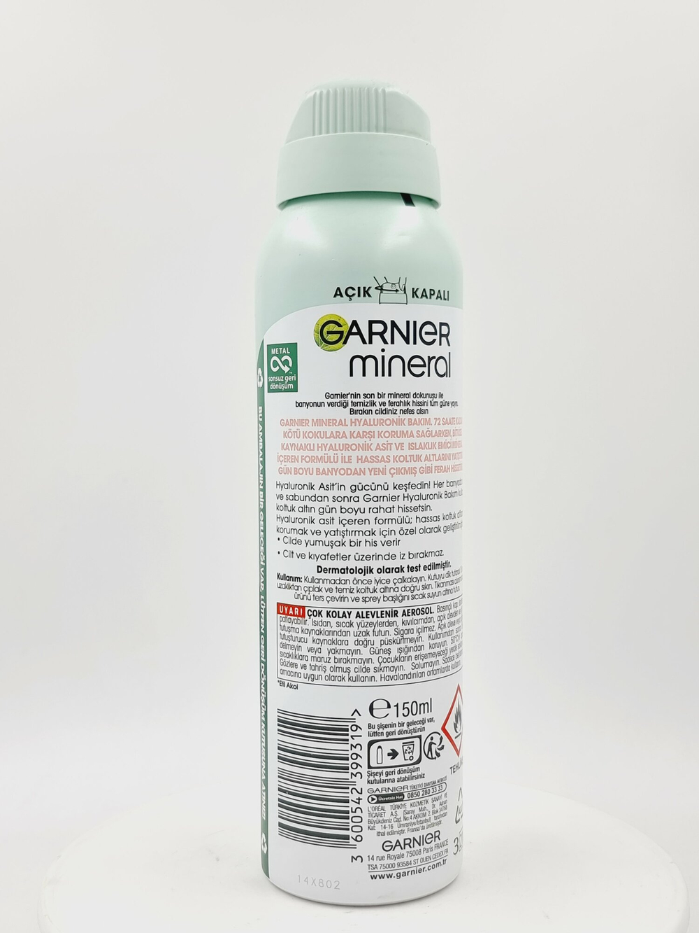 Дезодорант-спрей Garnier Mineral Hyaluronic Care 72 ч 150 мл (Франция)