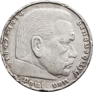 5 рейхсмарок 1939 Германия (Третий рейх) "F"