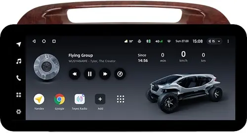 Магнитола для Toyota Camry 30 2001-2006 (рамка дерево 1) - Teyes LUX ONE ROUND монитор 12.3" 2K QLED на Android 10, Быстрая, CarPlay, 4G SIM-слот