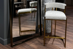 Стул Garda Decor барный, букле бежевый, матовое золото 50*55*85 см
