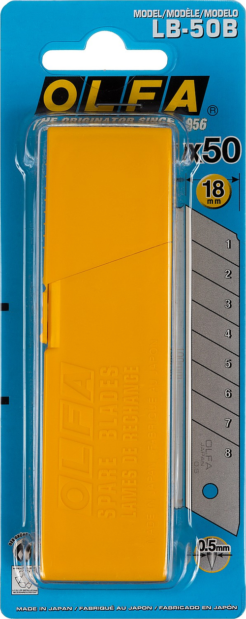 OL-LB-50B Лезвия сегментированные, 18 мм, 50 шт.