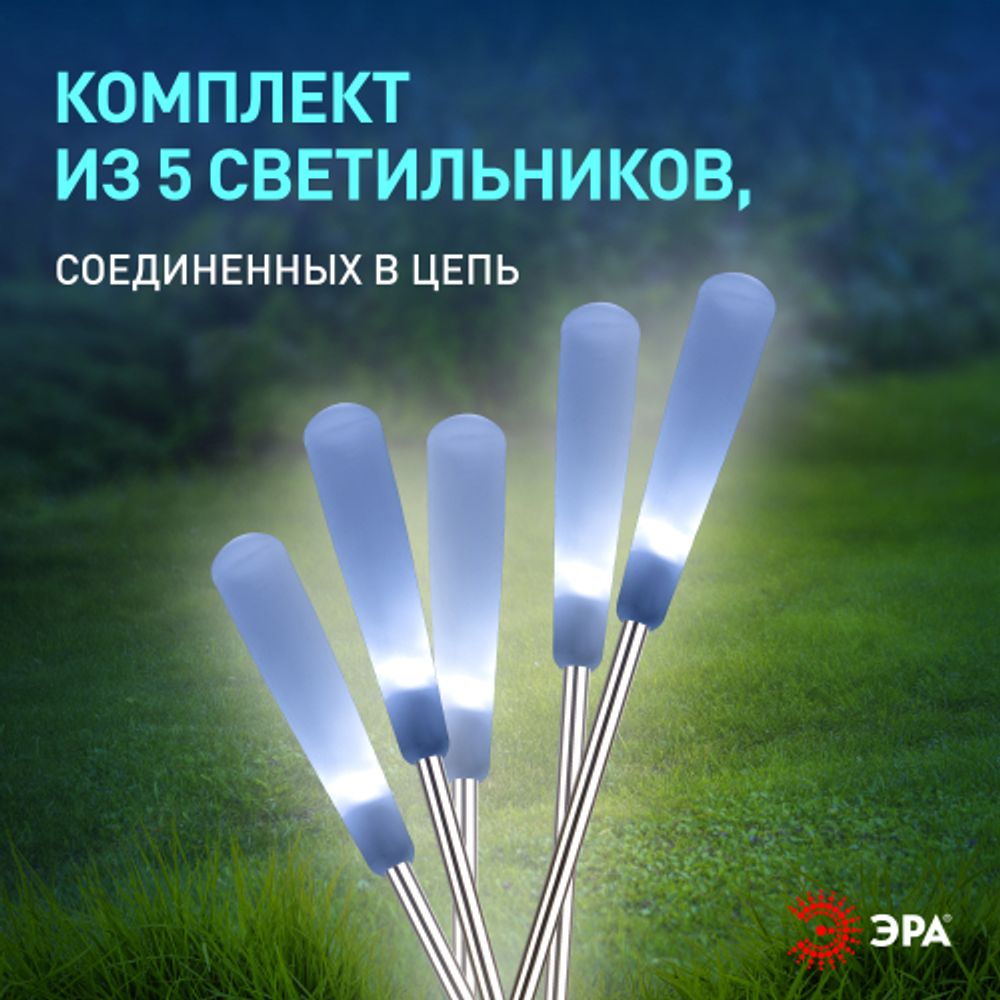 Светильник уличный ЭРА ERASF23-13 Камыши на солнечной батарее садовый высота 60 см 5 шт 5 LED | Садовые декоративные светильники