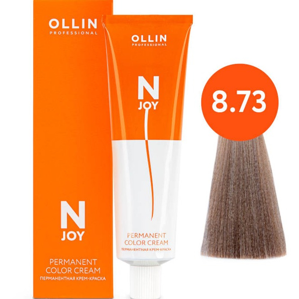 OLLIN PROFESSIONAL N-JOY - перманентная крем-краска для волос, 8/73 светло–русый коричнево–золотистый, 100 мл
