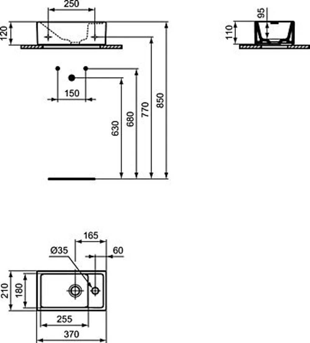 Раковина 37х21 см Ideal Standard TEMPO E211201
