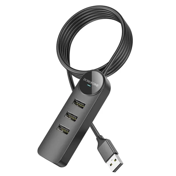 USB-хаб Borofone DH5 Erudite 4-in-1 USB-A to USB 2.0*4 1,2 m Black