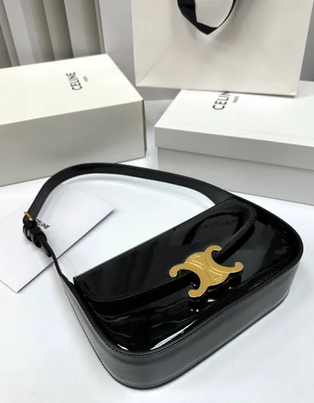 Сумка CELINE TERENCE из лакированной телячьей кожи черный