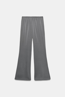 ZARA АТЛАСНЫЕ БРЮКИ НА ШНУРКЕ, ЦЕМЕНТНЫЙ