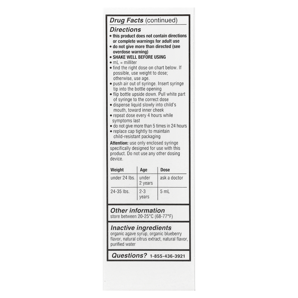 Genexa, Infants 'Pain & Fever, органическая голубика, 160 мг, 59 мл (2 жидк. Унции)