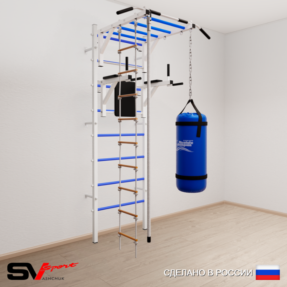 Шведская стенка Sv Sport усиленная 6451 (Турник рукоход/Брусья/Канат/Лестница/Цепь/Мешок 15кг)