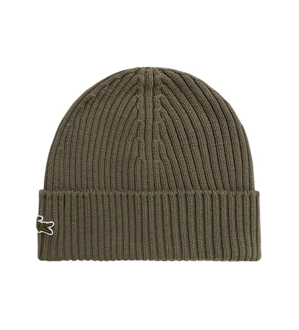 Зимняя шапка Lacoste Unisex Ribbed Wool — khaki green