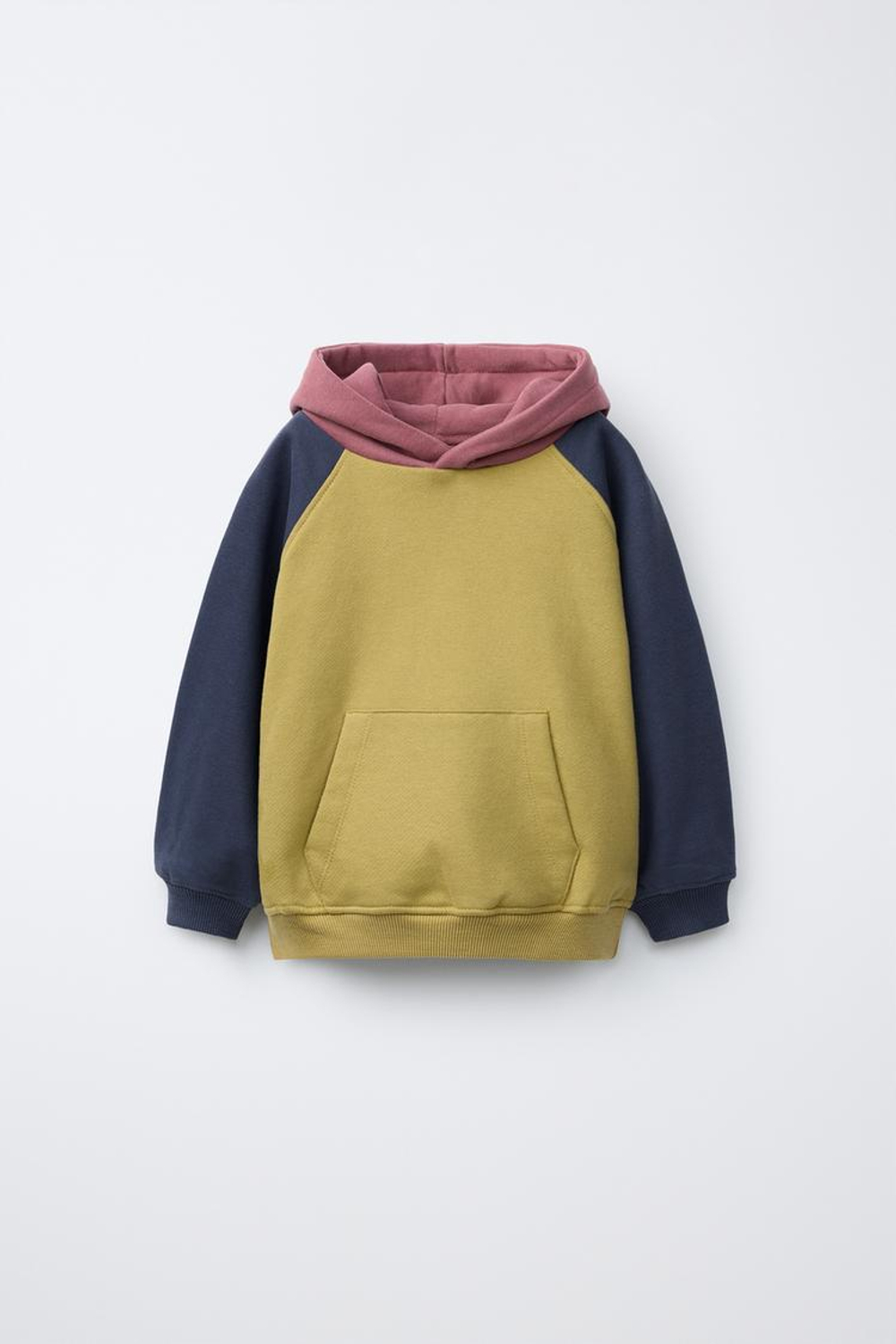 ZARA ХУДИ COLORBLOCK, ОЛИВКОВЫЙ