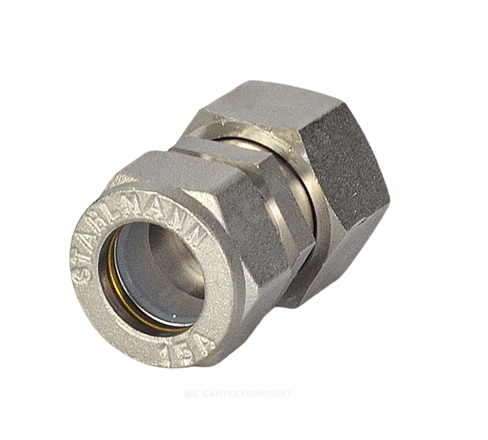 Муфта латунь никель 15Aх3/4" ЕК обжим/ВР STAHLMANN SSFL1503/4BEFE