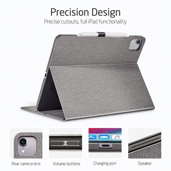 Тканевый магнитный чехол ESR Urban Folio Case для iPad Pro 11 2020 с держателем для стилуса (серый)