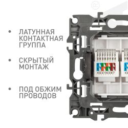 Розетка ЭРА Серия 12 12-3108-05 информационная двойная 2XRJ45 IP20 антрацит | Эра 12