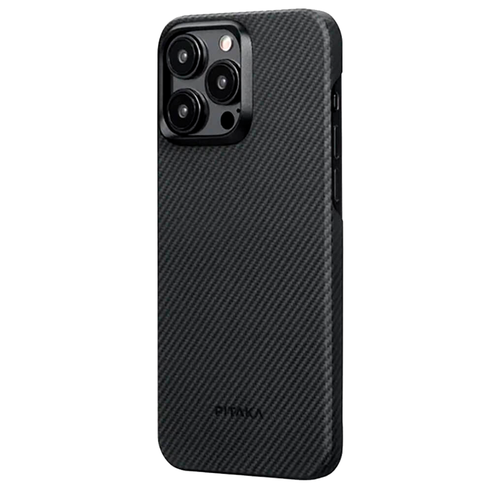 Чехол из арамидного волокна с поддержкой MagSafe PITAKA MagEZ Case 4 1500D для iPhone 15 Pro Max, Black / Gray (Черно-серый)