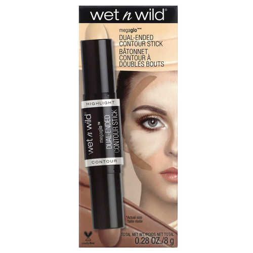 wet n wild, MegaGlo, двусторонний контурный стик, легкий / средний, 8 г (0,28 унции)