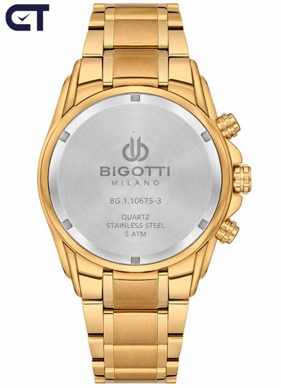 Bigotti BG.1.10675-3 Raffinato мужские наручные часы — золотистая сталь и чёрный циферблат