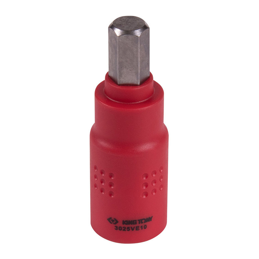 KING TONY (3025VE10) Насадка (бита) торцевая диэлектрическая 3/8", HEX, 10 мм, L = 65 мм