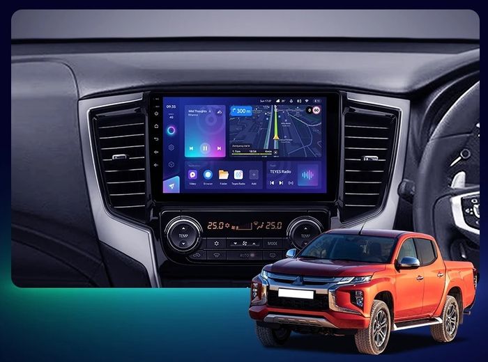 Магнитола для Mitsubishi L200 2019-2024 (правый руль, климат) - Kuberg QLed, Android 14, TS105, Быстрейшая, CarPlay, SIM-слот