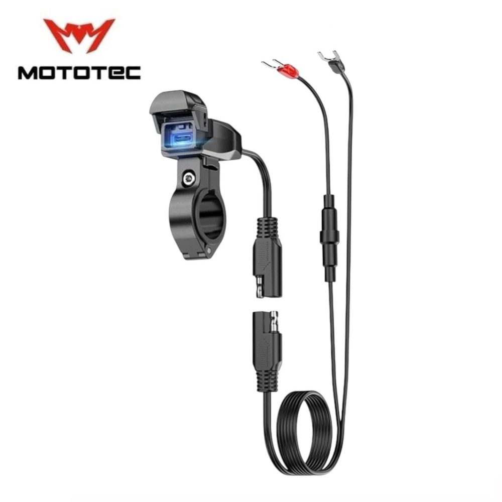 USB/TYPE-C charger, slim, 1 slot, Fast charge. Handlebar/10mm Mirror mount. Mototec
